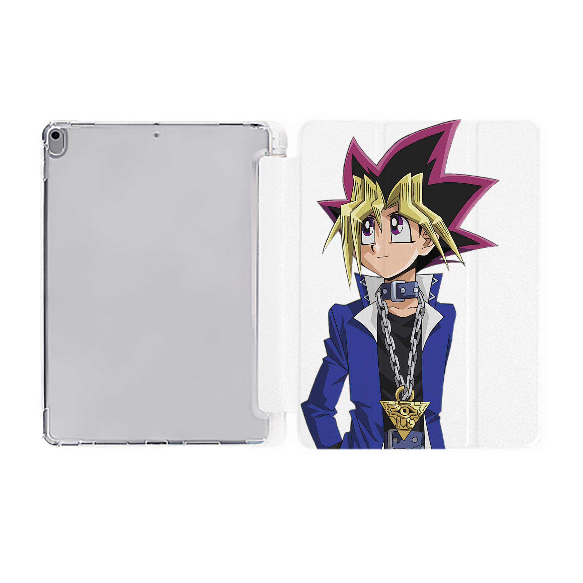 （画像用） 遊☆戯☆王 Yu-Gi-Oh! IPad ケース ペン収納付き 三つ折りスタンド PUレザー×シリコン 対応機種9.5/10.5/10.9インチ